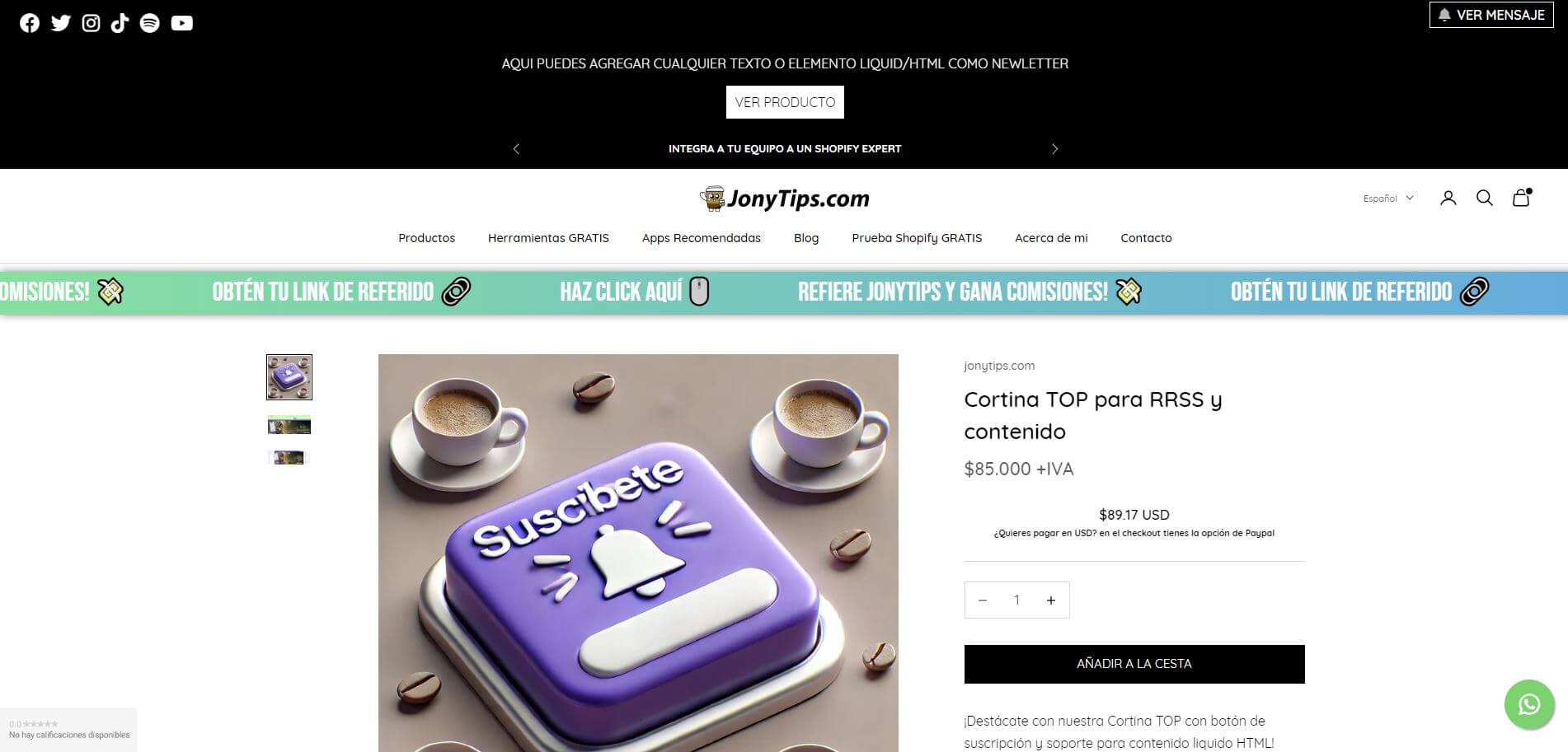 Cortina TOP para RRSS y contenido - jonytips.com