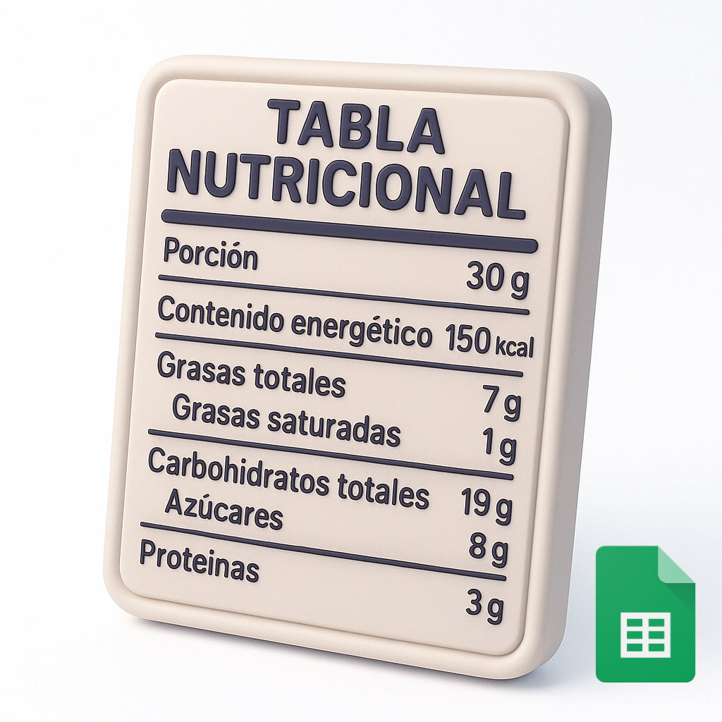 Tabla nutricional dependiente de Google Sheet para tu ecommerce